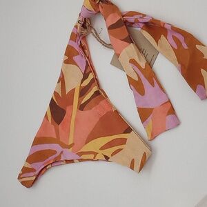 Stone Fox Swim June High Waist Bikini Bottom Tropic Print L